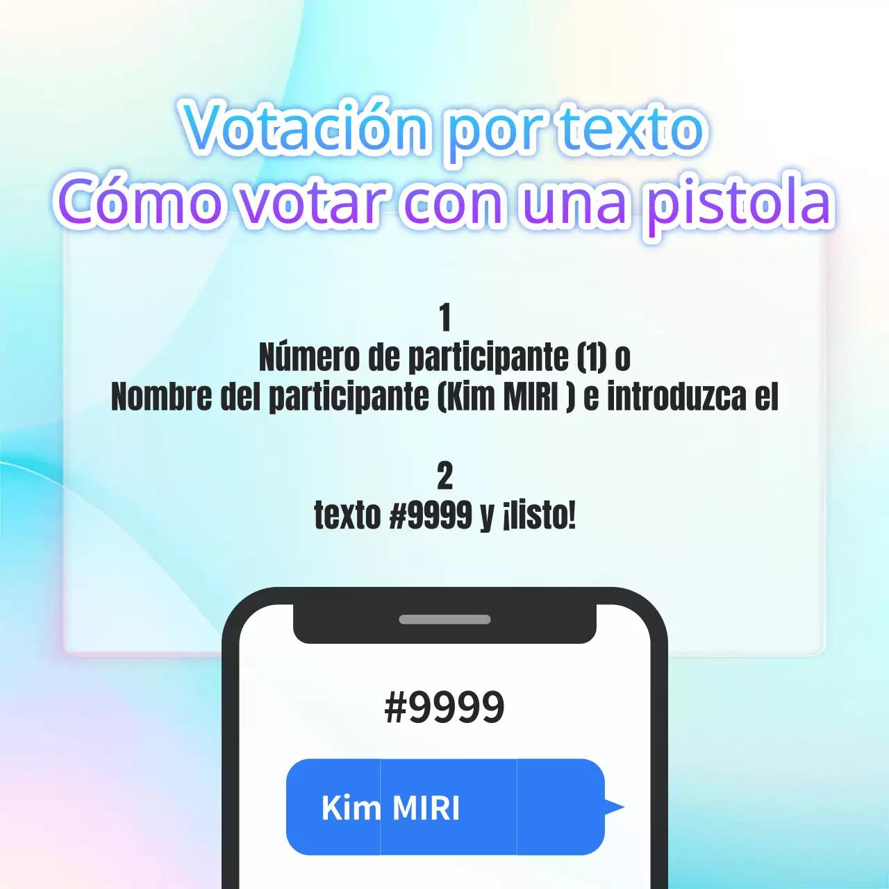 Votación de texto simple en azul y morado explicada