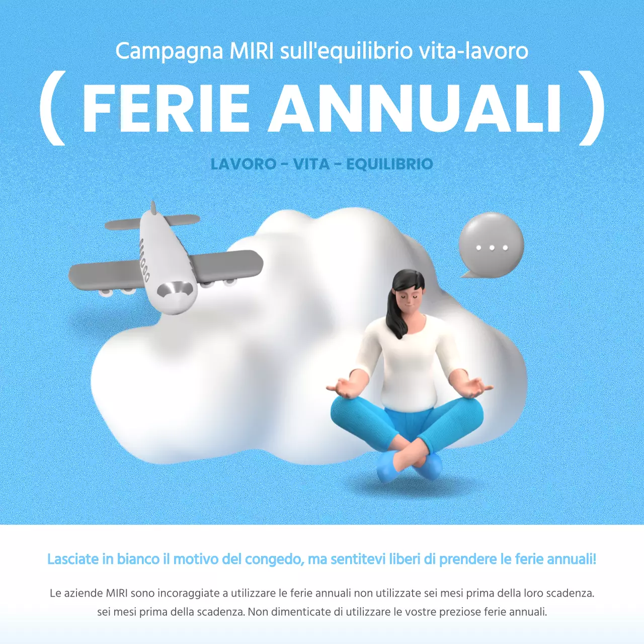 Avviso di promozione per ferie annuali semplice di colore azzurro e bianco