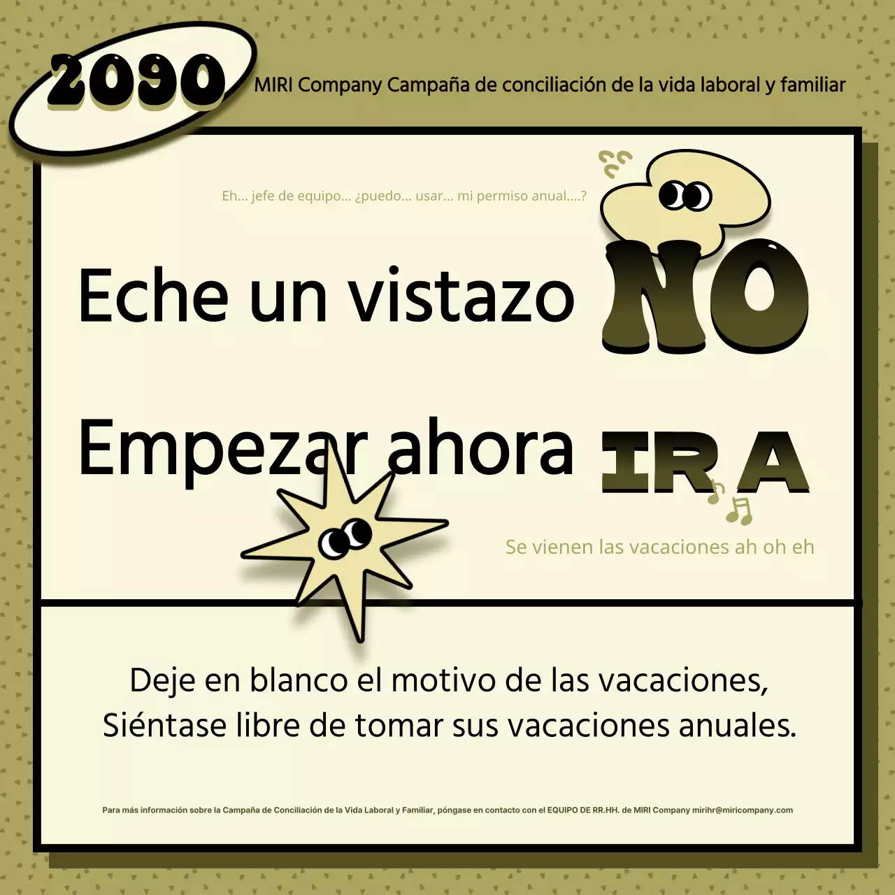 Una promoción kitsch de vacaciones anuales en caqui y marfil