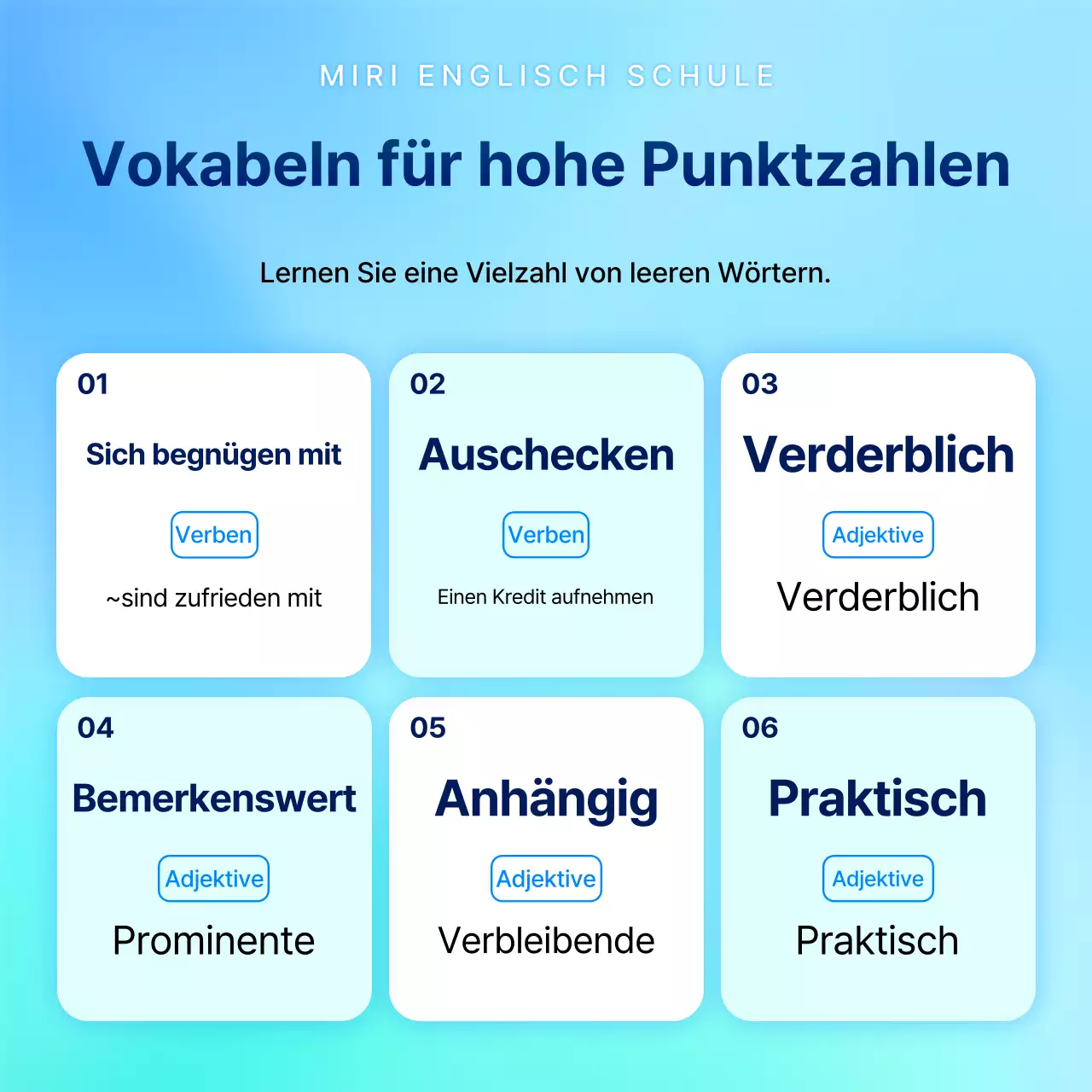 Blauer und mintfarbener Akzentstil zur Förderung der TOEIC-Sommer-Sondervorlesungen