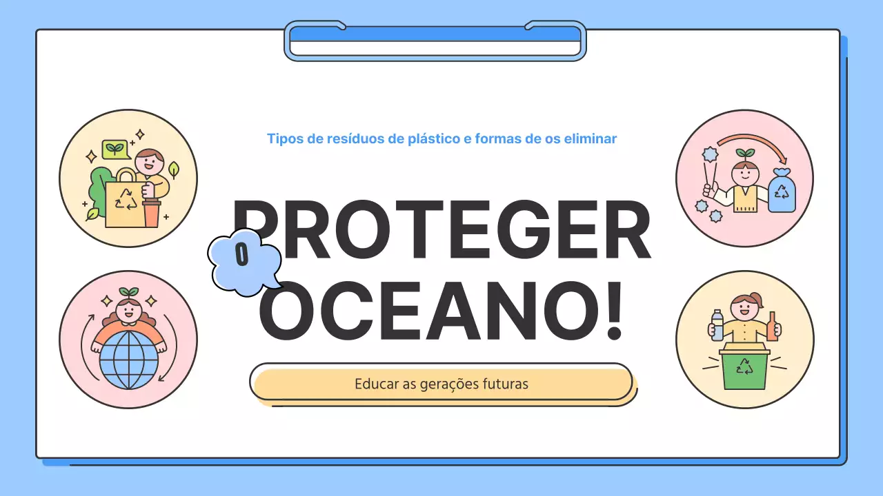 Um simples vídeo de formação azul e amarelo sobre como proteger os nossos oceanos