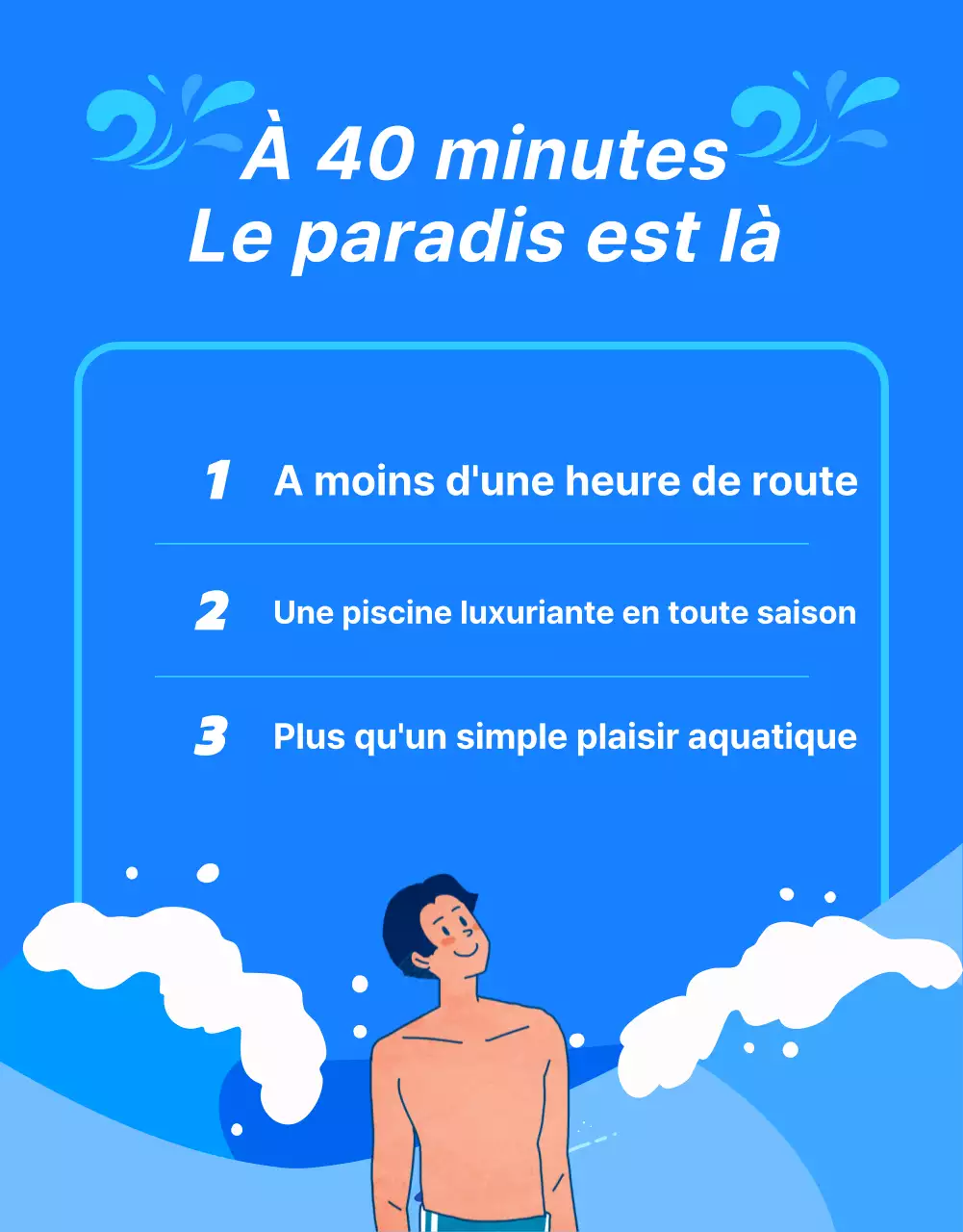 Promouvoir le parc aquatique d'un hôtel branché en bleu