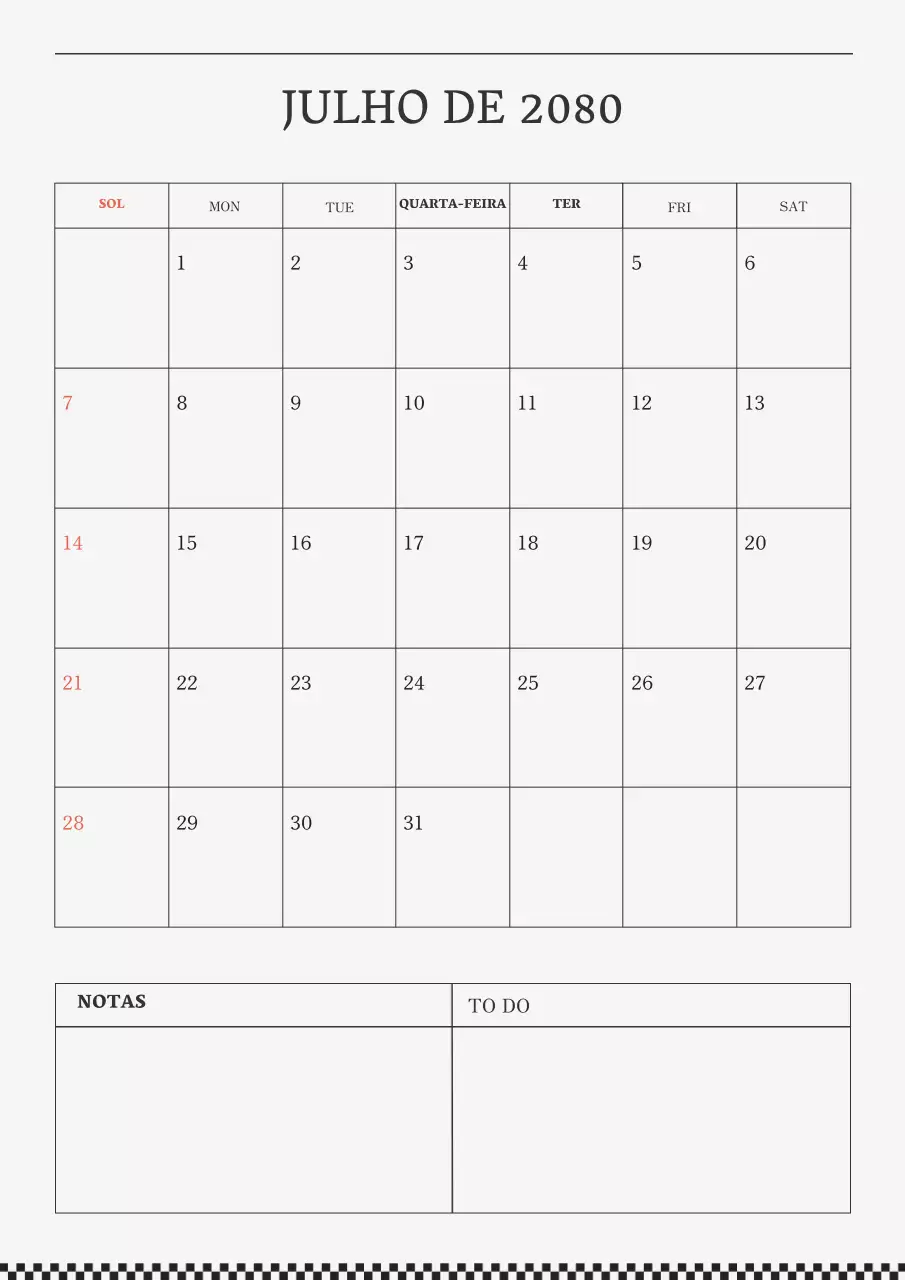 Calendário moderno em preto e cinzento.