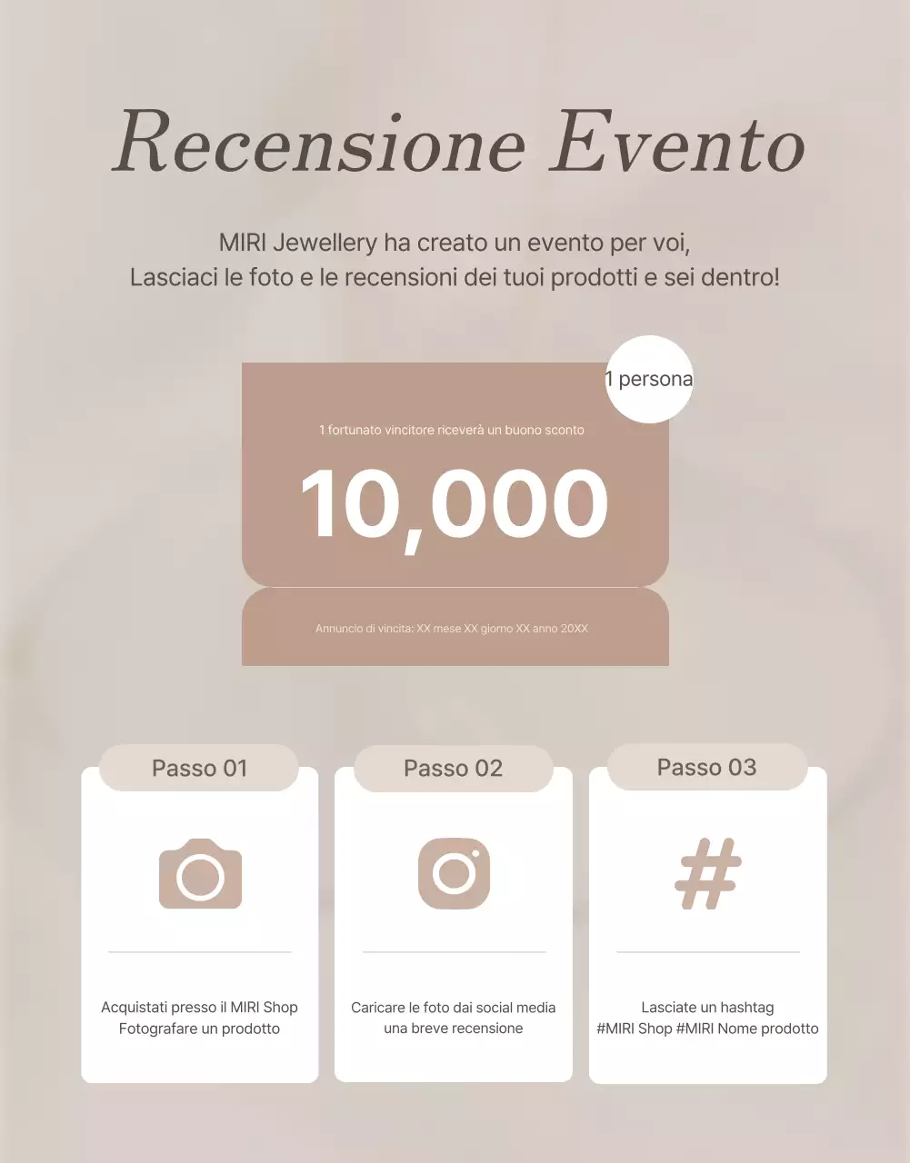 Promuovete la vostra pagina di recensioni di gioielli in marrone e beige