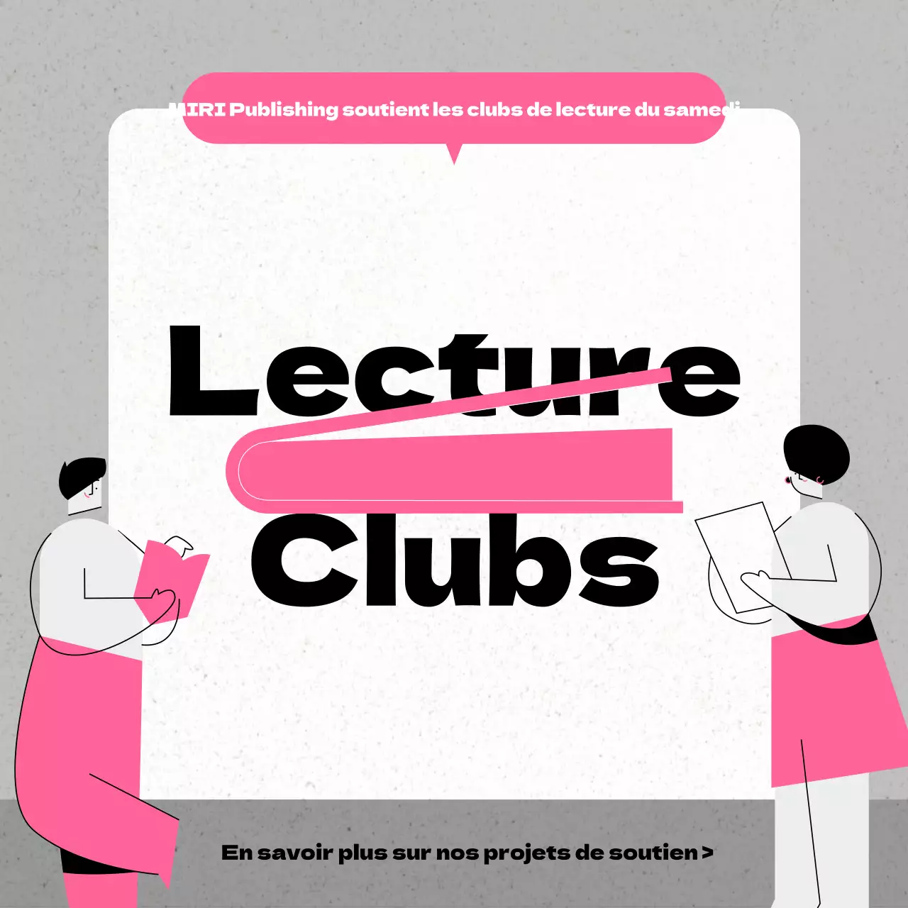 Publicité moderne pour un club de lecture en rose et gris