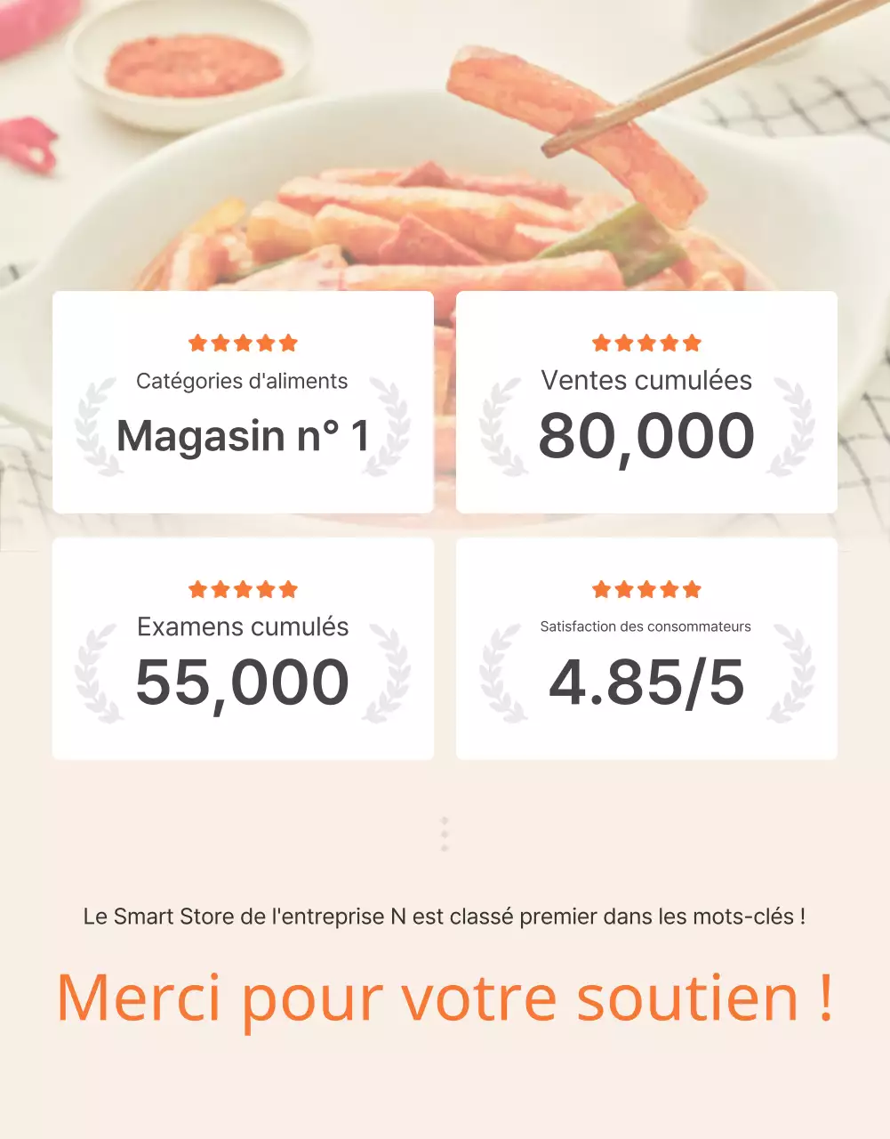 Promouvoir les kits de repas de base tteokbokki en orange et ivoire