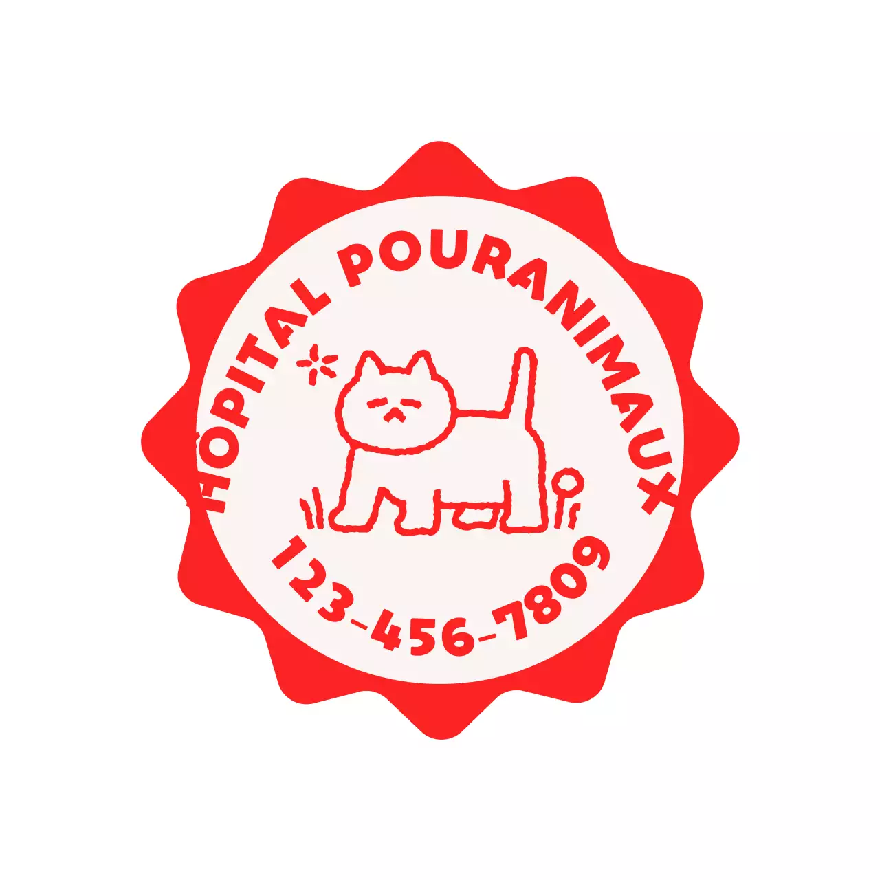 Clinique vétérinaire mignonne et câline avec des formes en étoile et des illustrations de chiens et de chats