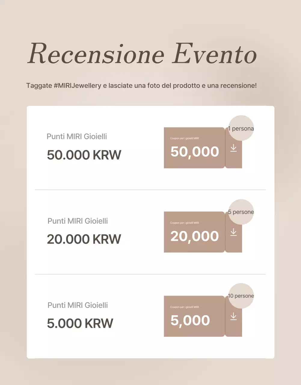 Promuovete la vostra pagina di recensioni di gioielli in marrone e beige