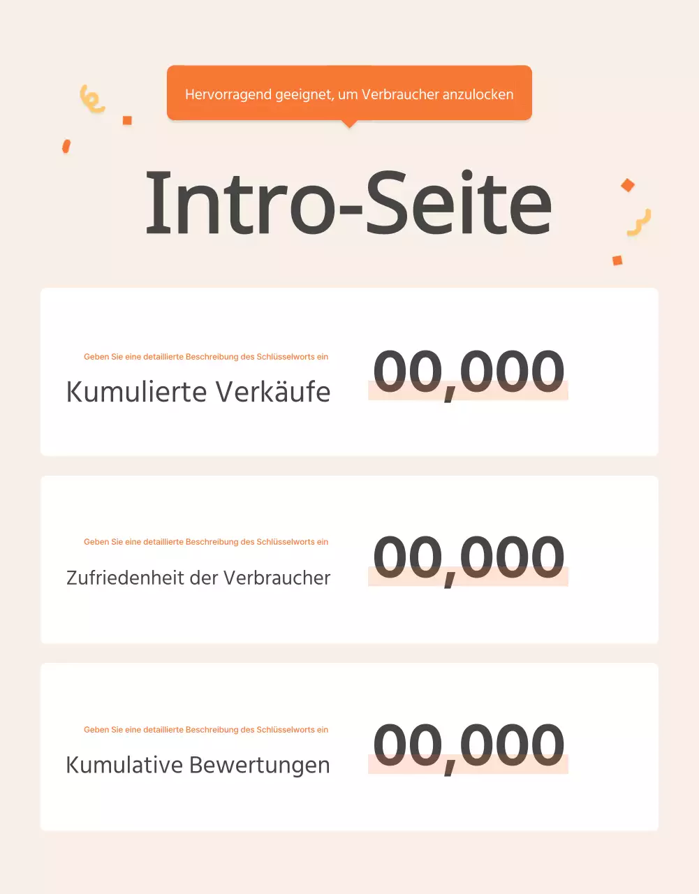 Förderung der orangefarbenen und elfenbeinfarbenen Einführungsseite für Grundnahrungsmittel