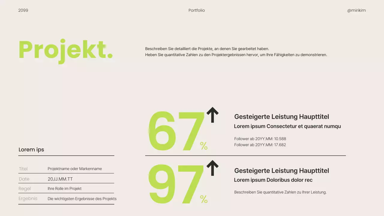 Eine einfache, bedruckbare Karrieremappe in Lindgrün und Schwarz