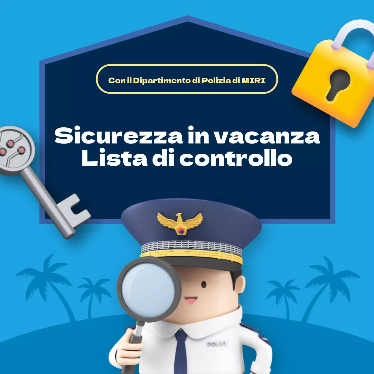 Consigli di sicurezza per le vacanze evidenziati in blu