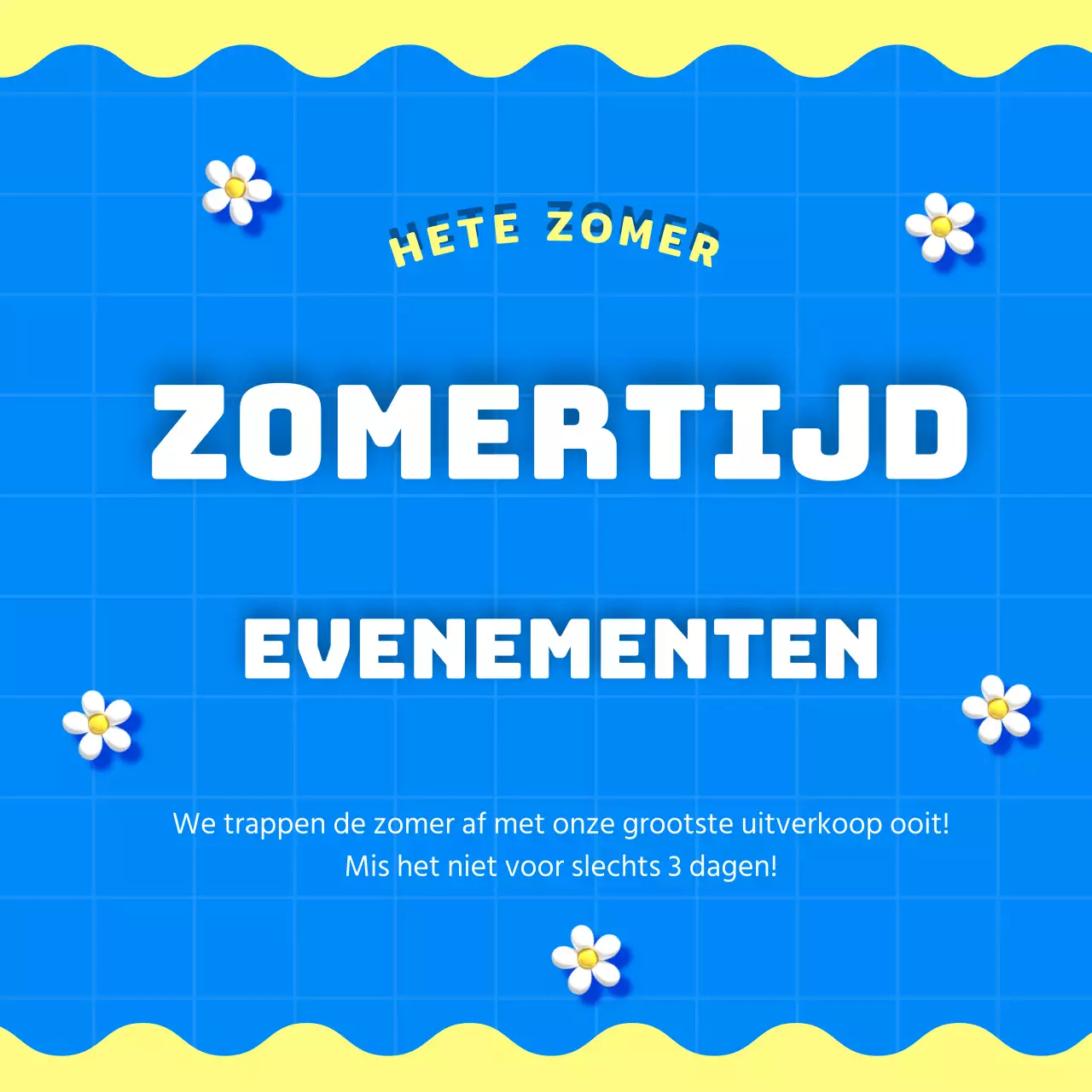 Een verzameling miniaturen van zomerevenementen met blauwe en roze accenten