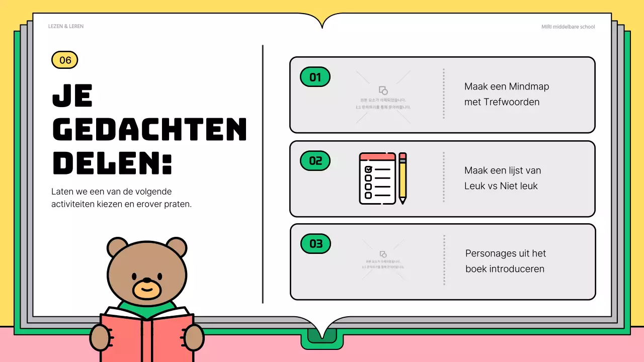 Schattig roze en groen leesmateriaal