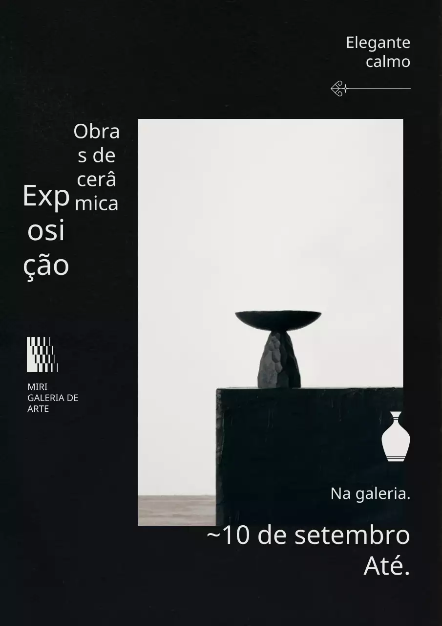 Publicidade da exposição de porcelana fina preta e cinzenta