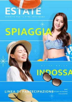 Annuncio di moda per le vacanze estive in blu e chartreuse