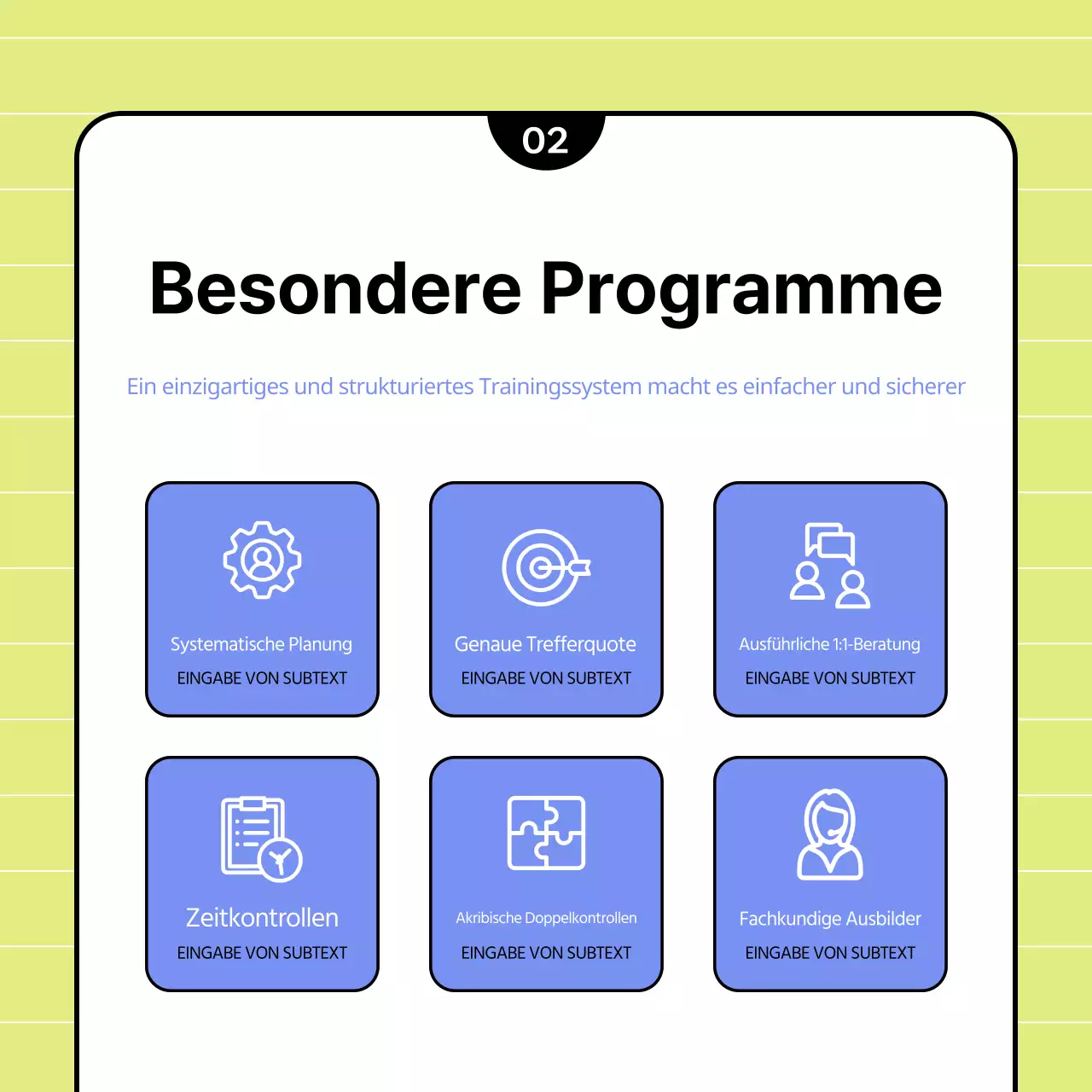 Ein hübscher Schulprospekt in Chartreuse und Hellblau