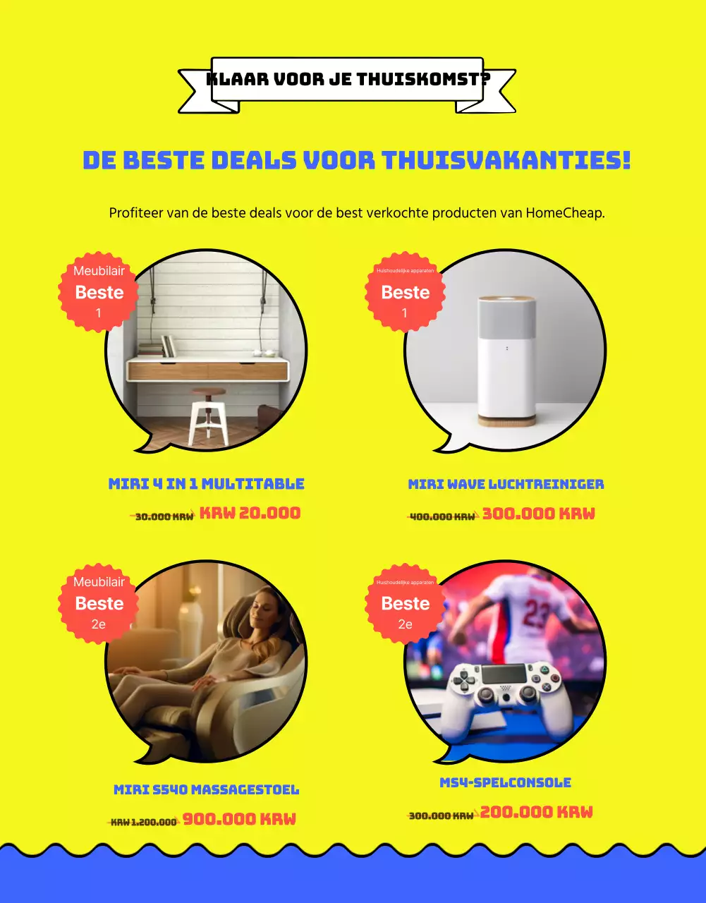 Promoot de verkoop van gele en blauwe zomerartikelen