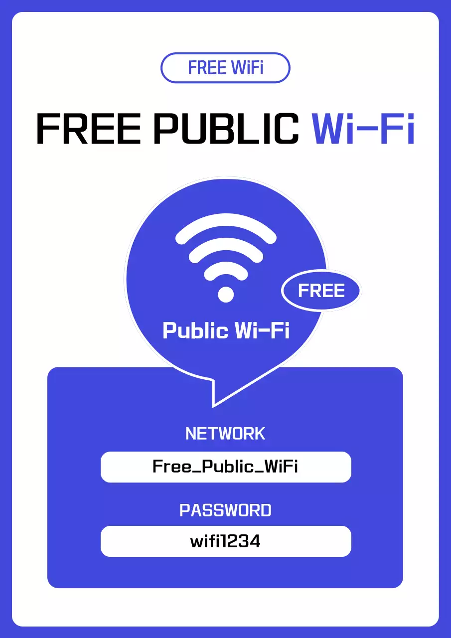 Blue Minimal Wi-Fi Announcement Poster