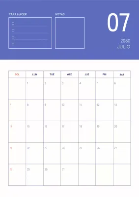 Sencillo calendario azul y marfil.