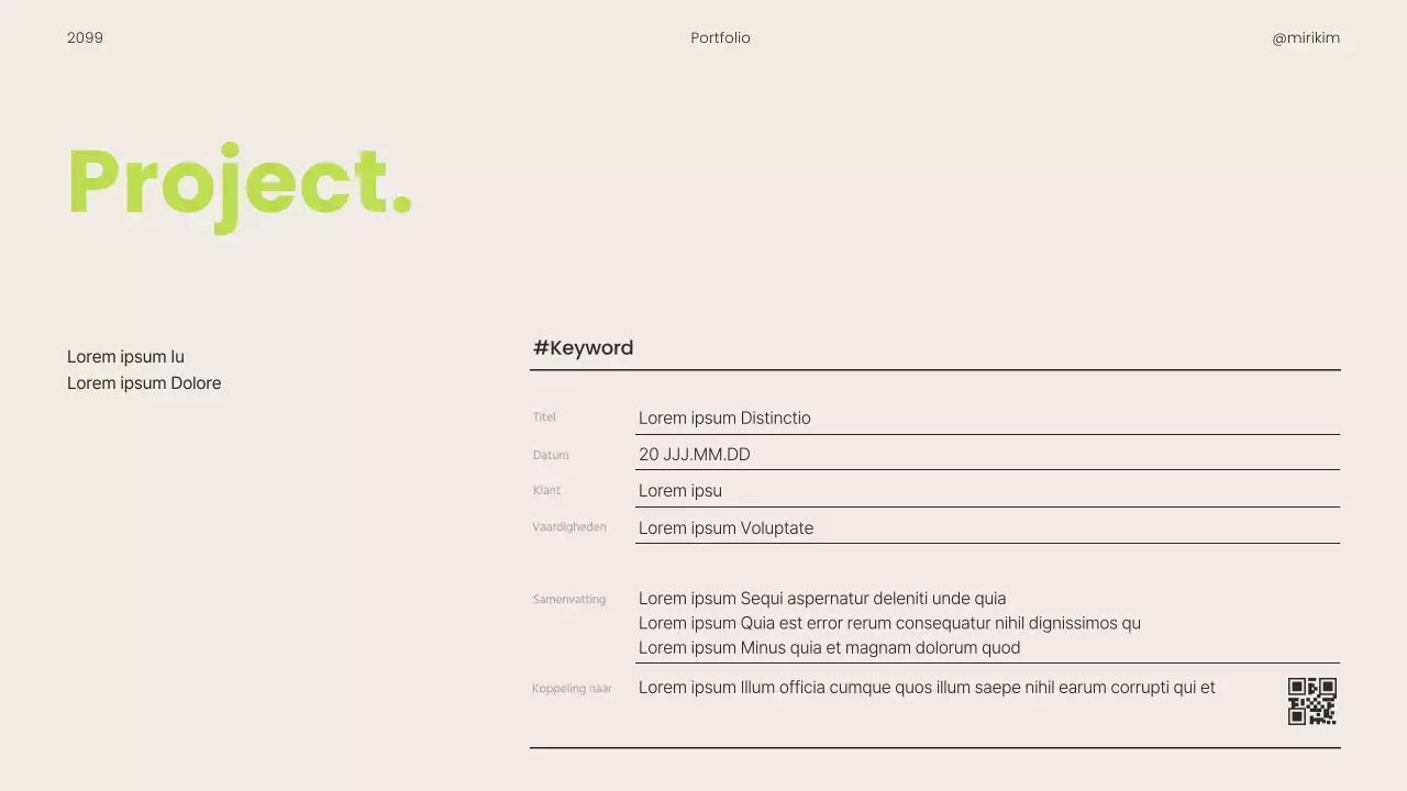 Een eenvoudige carrièregerichte printbare portfolio in limoengroen en zwart