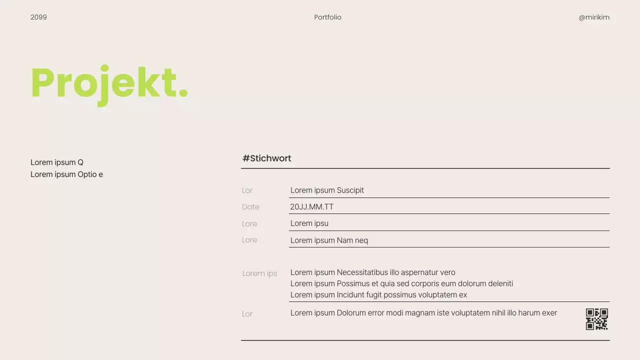 Eine einfache, bedruckbare Karrieremappe in Lindgrün und Schwarz