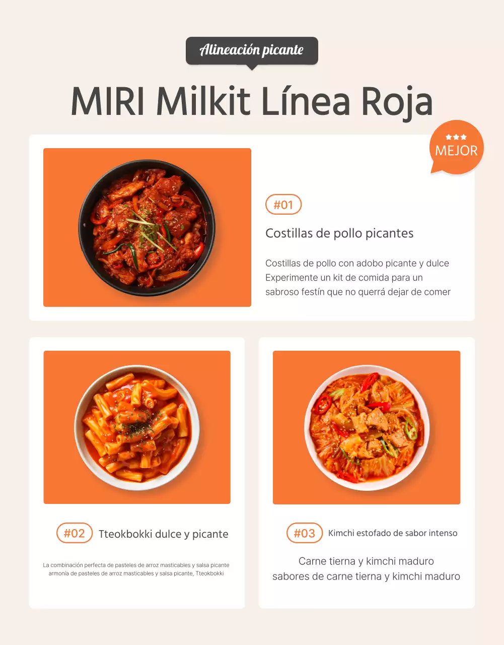 Describir y promover los alimentos básicos del kit de comida en Orange y Ivory