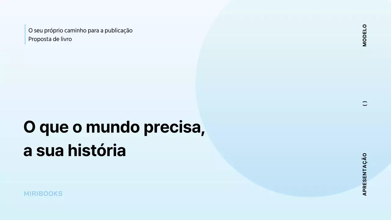 Proposta de livro minimalista em azul claro e menta