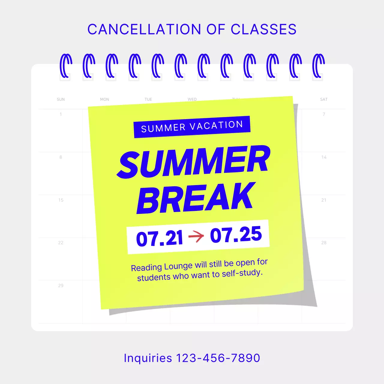 Yellow Modern Summer Announcement Social Media Post