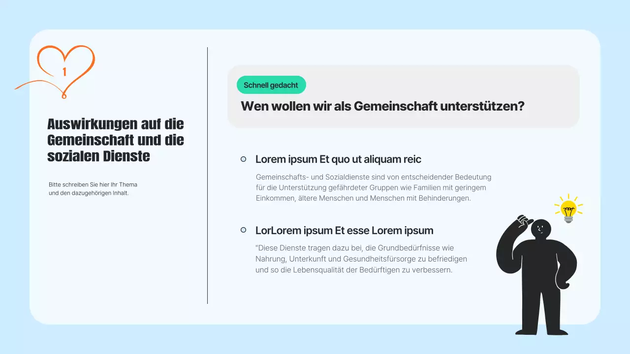 Ein moderner Zivildienstprospekt in Hellblau und Orange