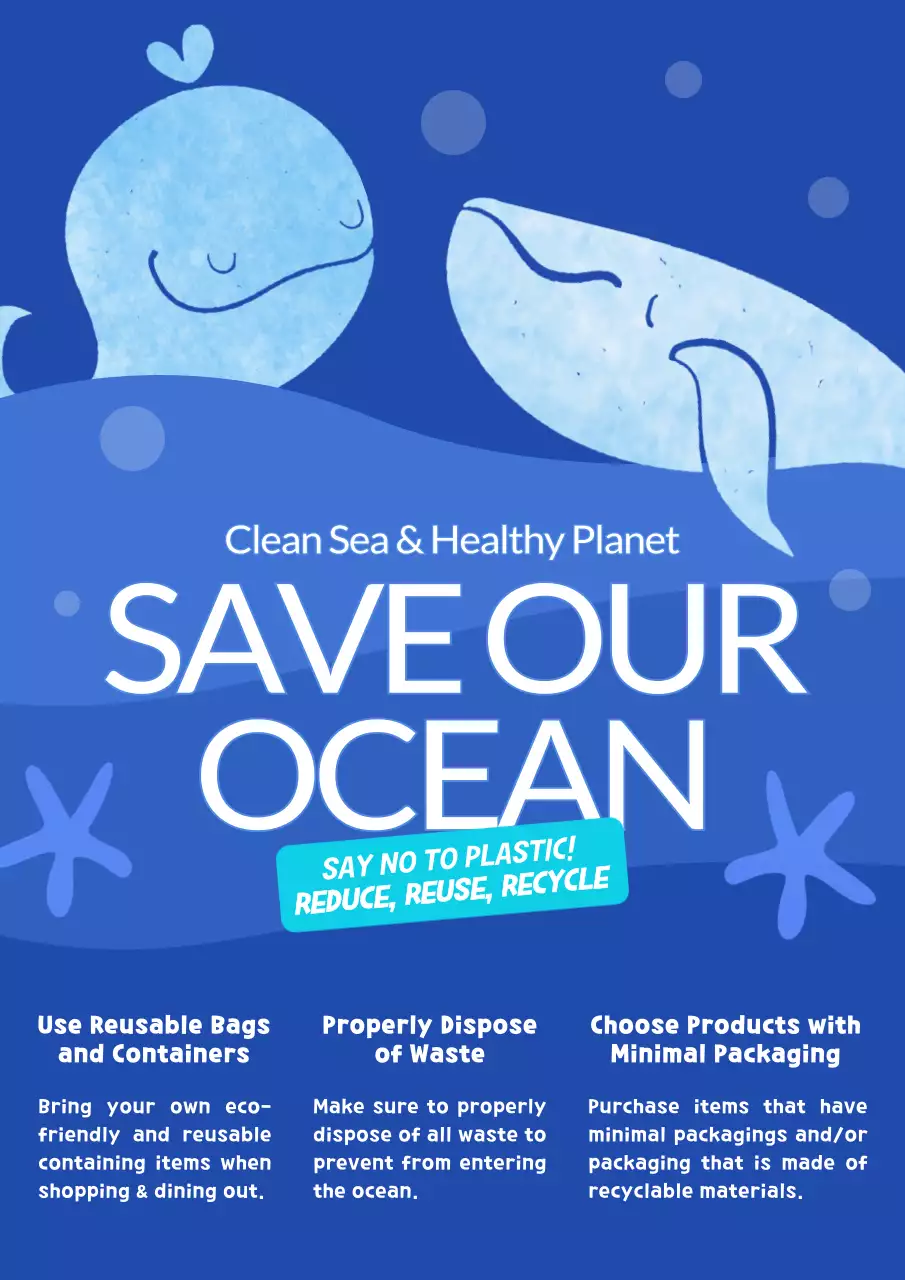 Blue Minimal Ocean Announcement Poster