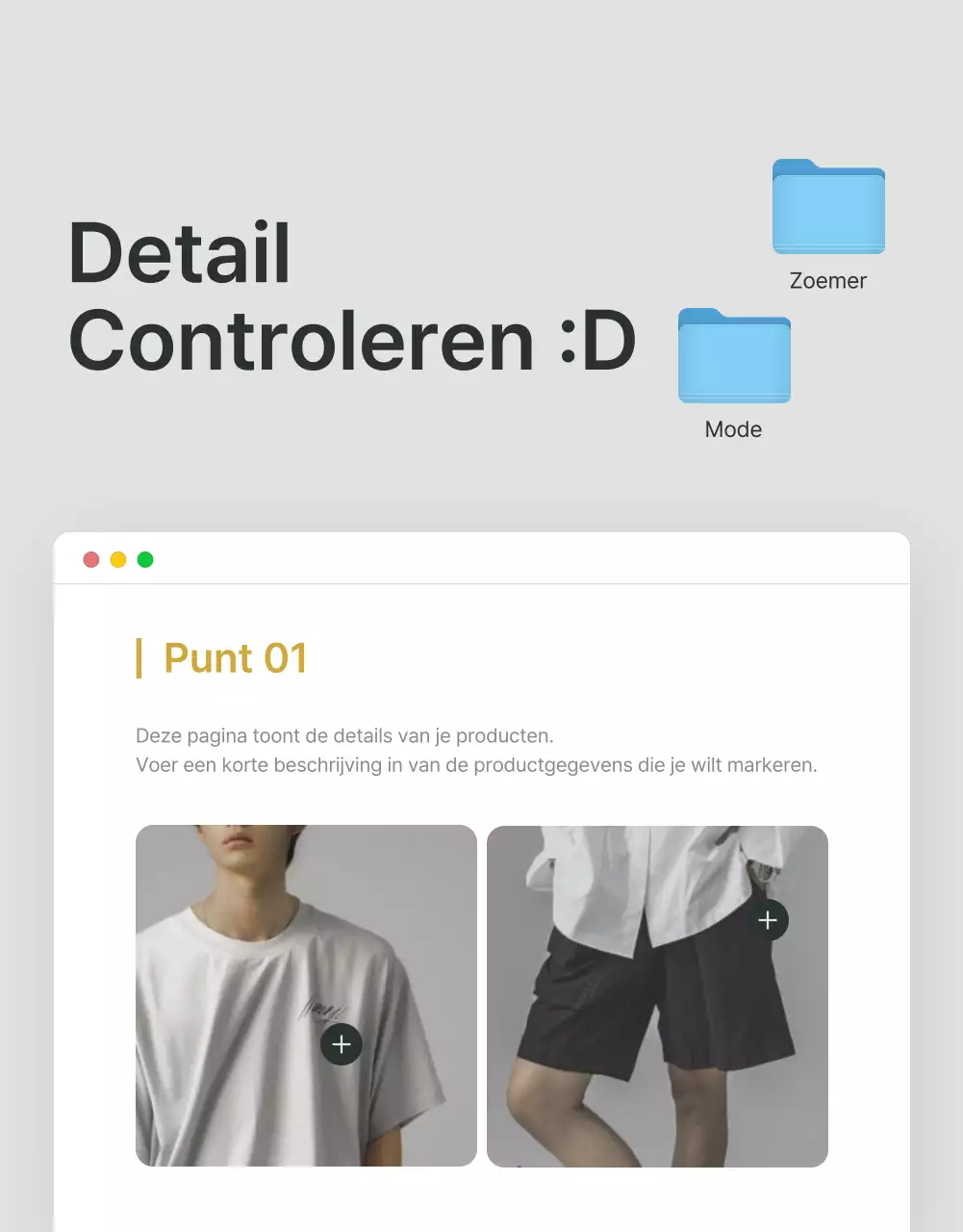 Promoot beschrijvingen en details in een grijs en lichtblauw trendy winkelcentrum