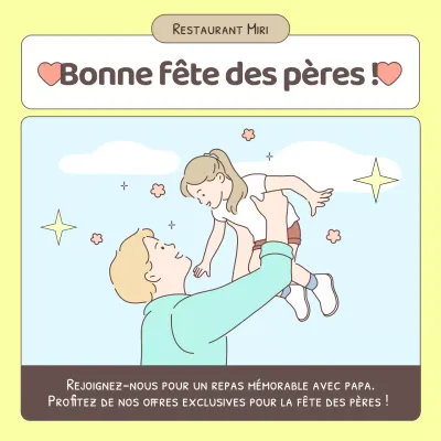 Une publicité simple pour la fête des pères en bleu clair et jaune