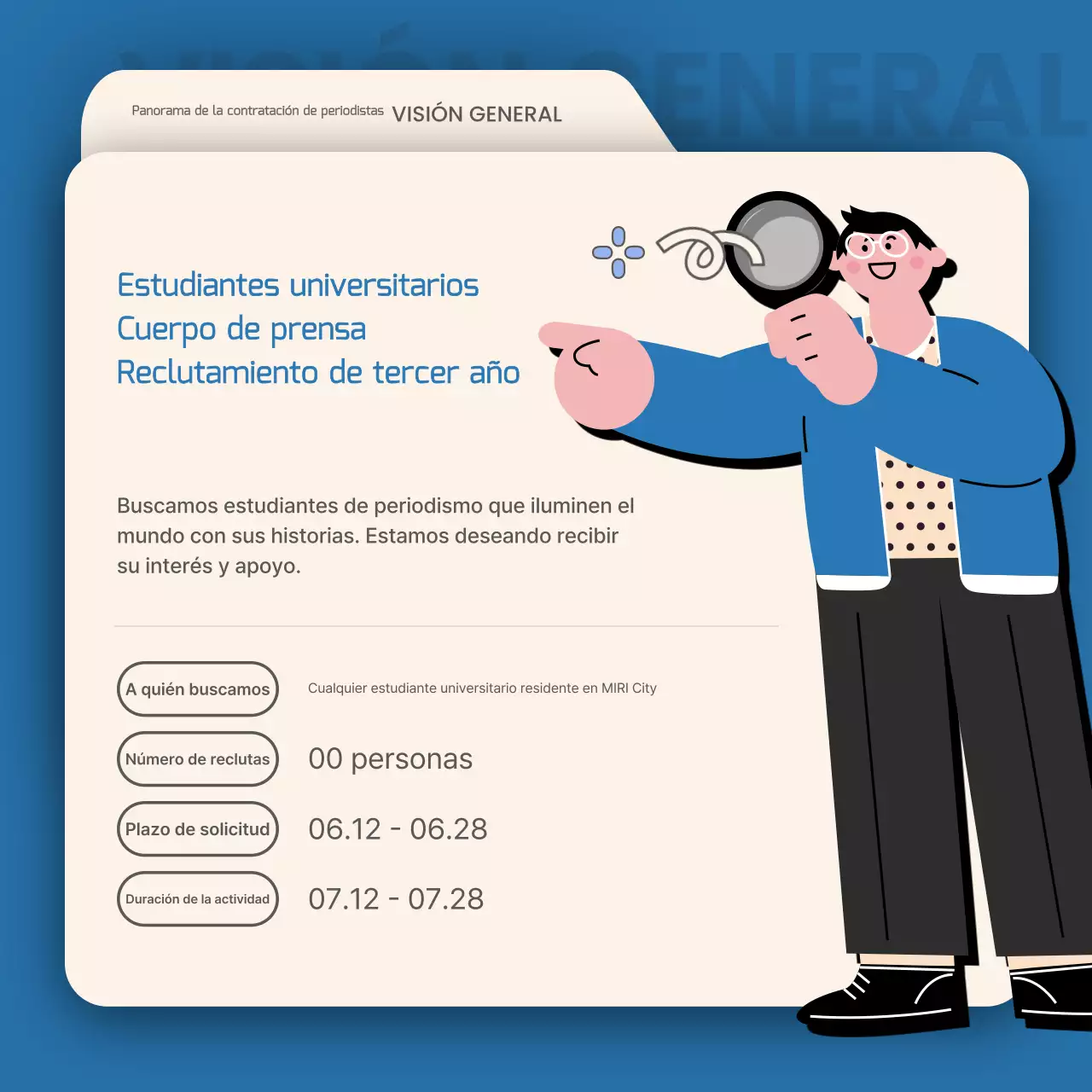 Una sencilla campaña de periodismo estudiantil en azul y marfil