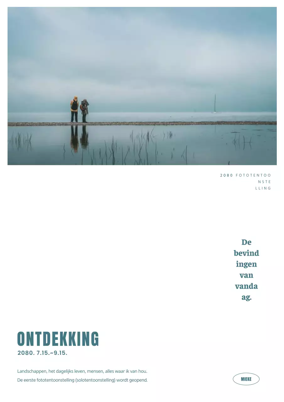 Lichtblauwe eenvoudige tentoonstellingsreclame.