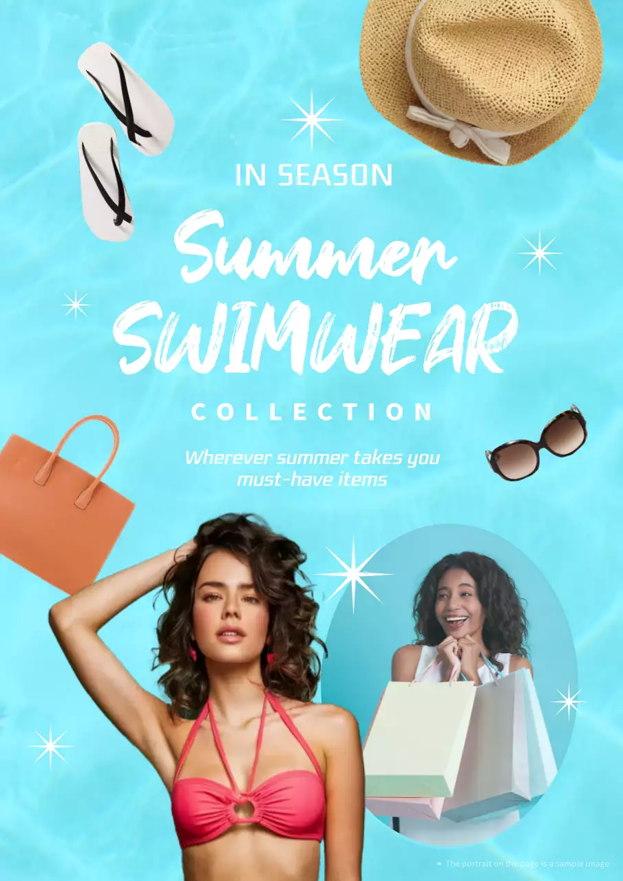 Advertise trendy summer vacation items in light blue