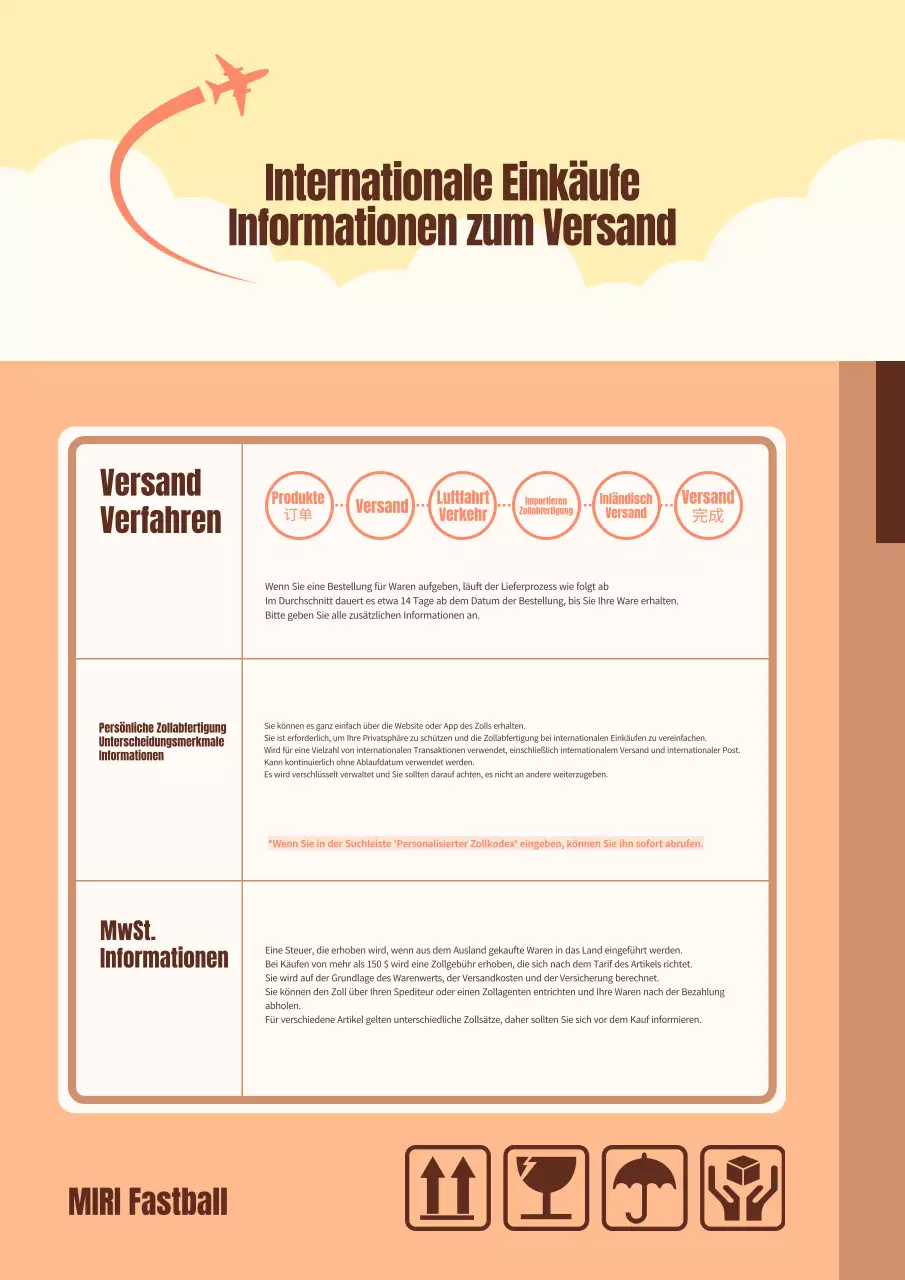 Ein einfacher Leitfaden für den internationalen Versand in Braun und Gelb