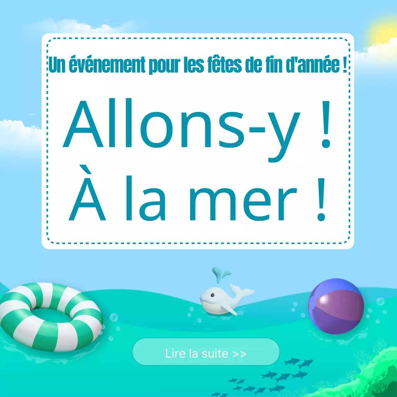 Une collection de vignettes d'événements estivaux aux accents bleus et roses