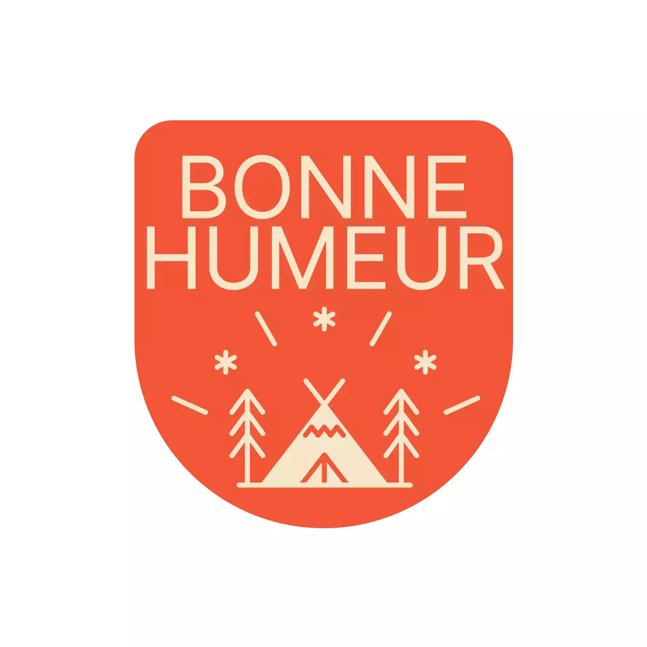 Articles de camping avec des formes arquées et des illustrations de camping