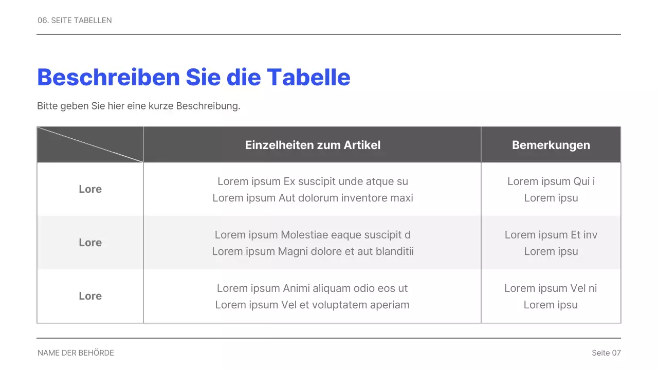 Einfacher druckbarer Unternehmensbericht in Grau und Blau