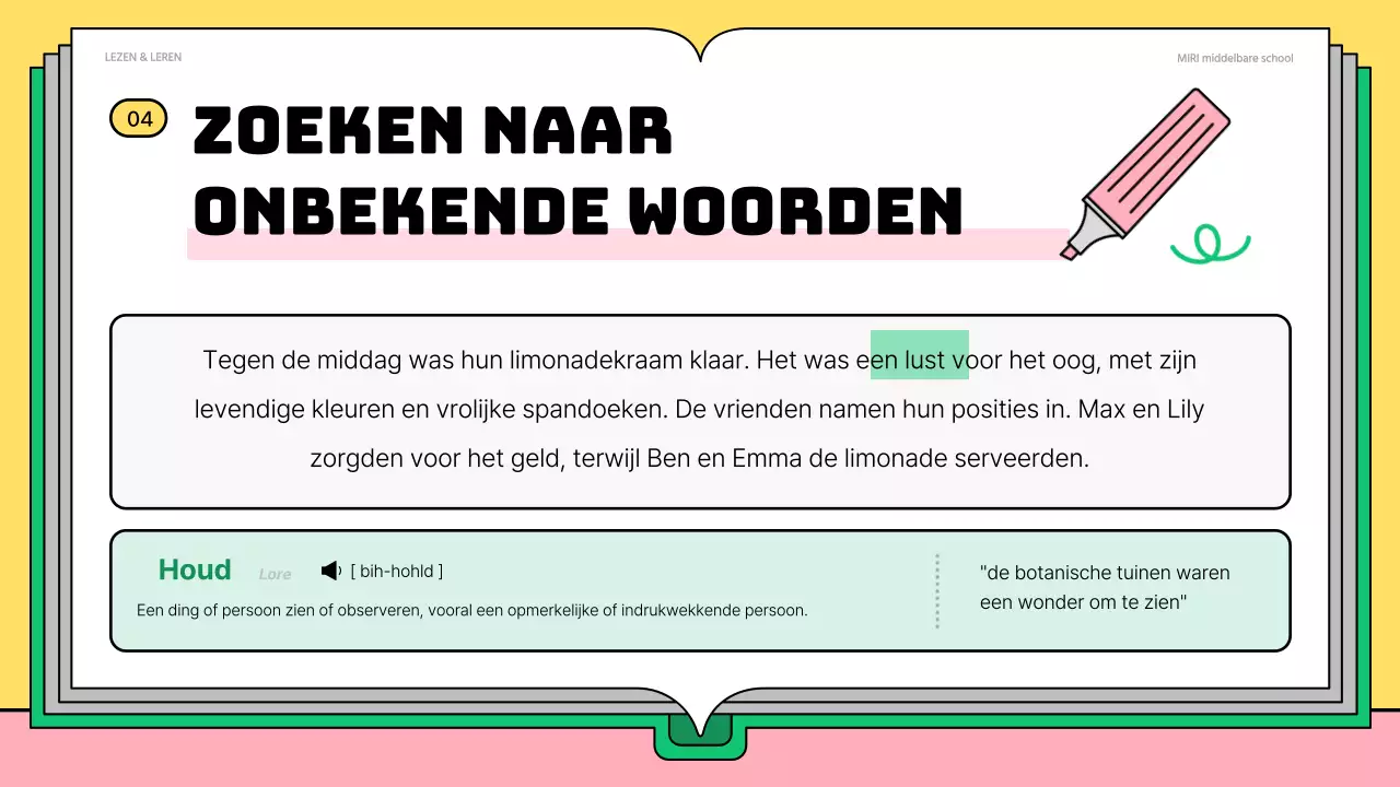 Schattig roze en groen leesmateriaal