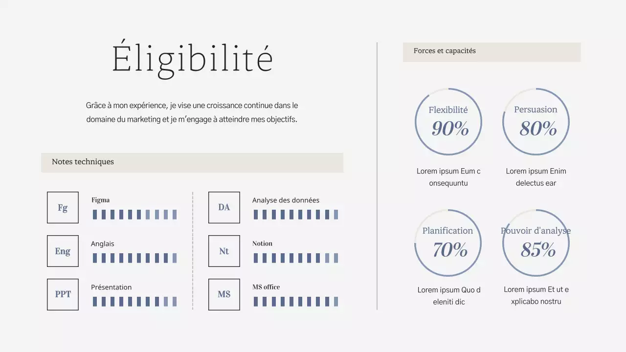 Portefeuille professionnel bleu marine d'un spécialiste du marketing