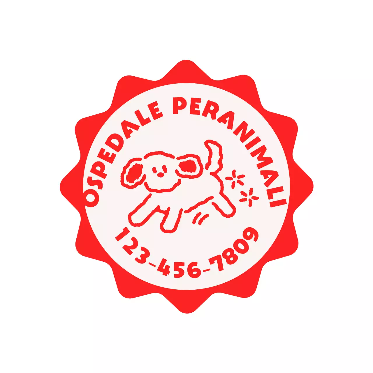 Clinica veterinaria carina e coccolosa con forme a stella e illustrazioni di cani e gatti