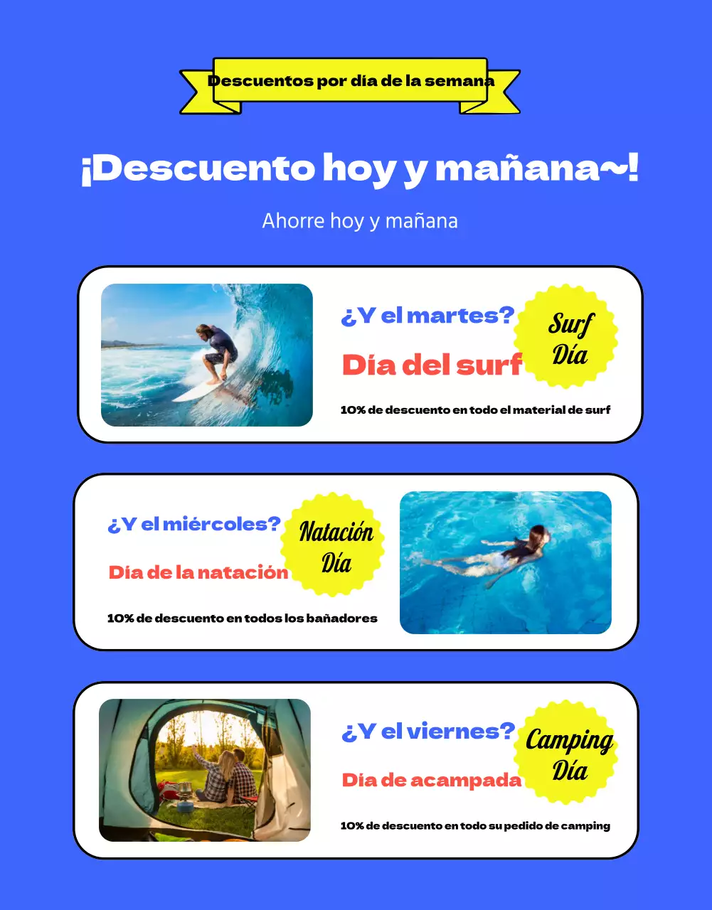 Promover la venta de artículos de verano amarillos y azules