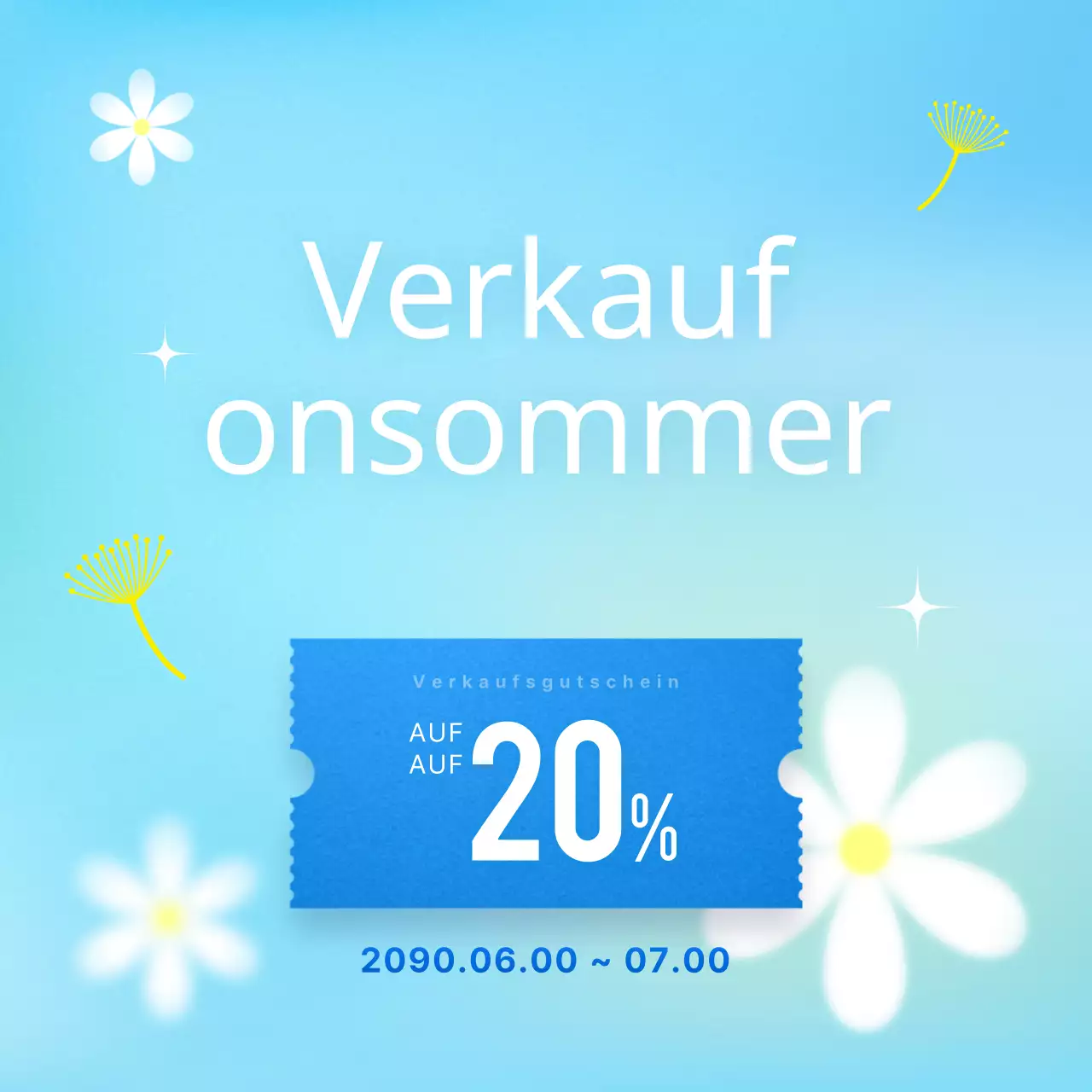 Sommer-Event-Anzeige im Pop-Stil in Mint und Blau