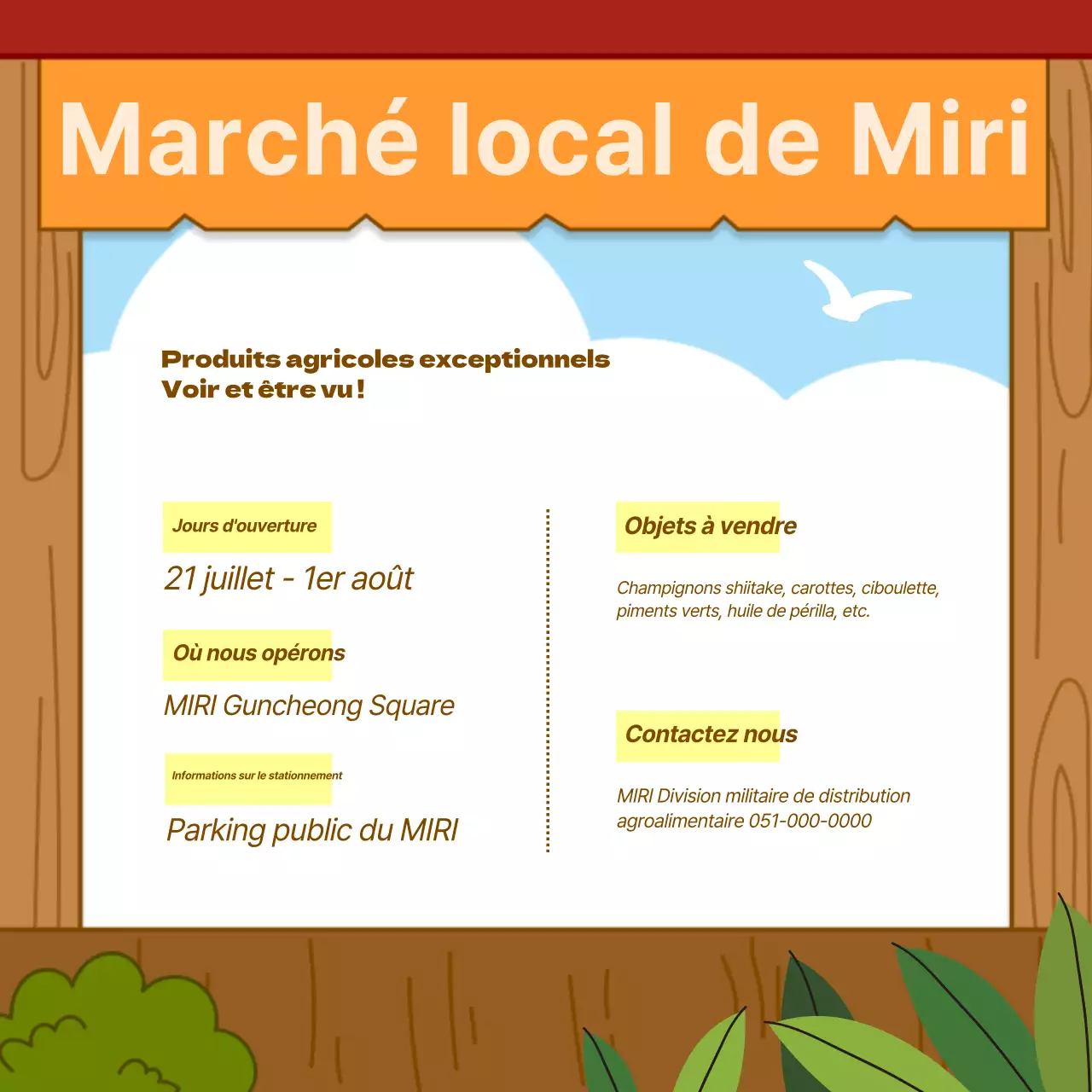 Promouvoir votre marché orange et brun