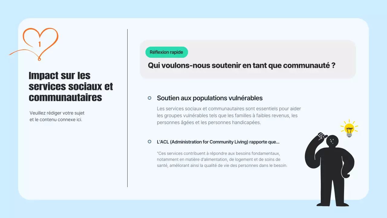 Un prospectus de service communautaire moderne en bleu clair et orange