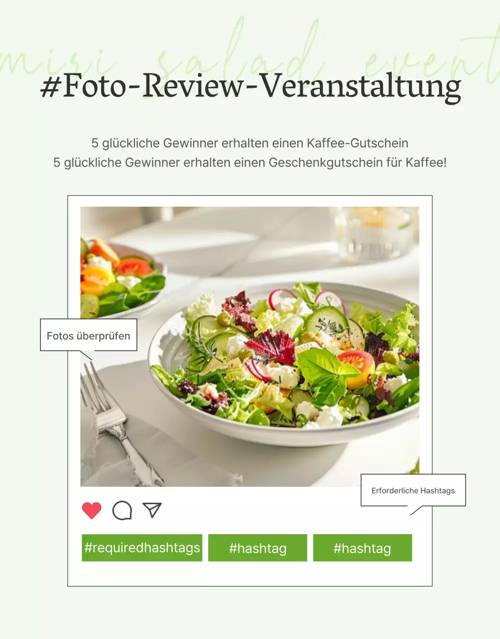 Werben Sie für eine einfache Salat-Detailseite in Weiß und Chartreuse