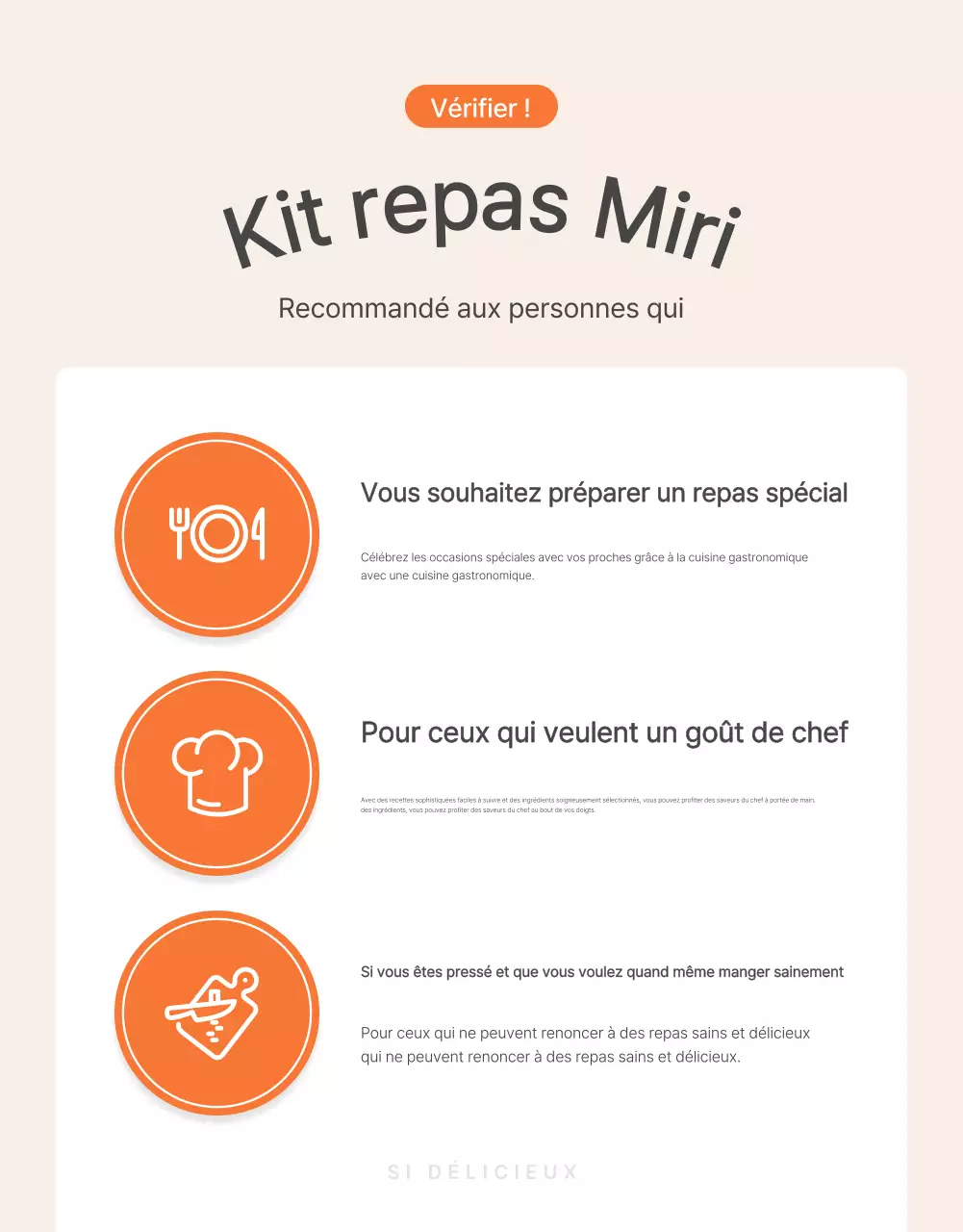 Promouvoir les points de contrôle des kits alimentaires de base de couleur orange et ivoire