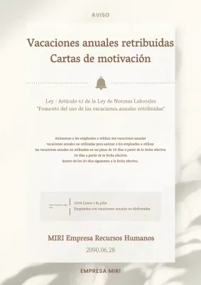 Anuncio para promover el uso de vacaciones anuales de lujo en marrón y marfil