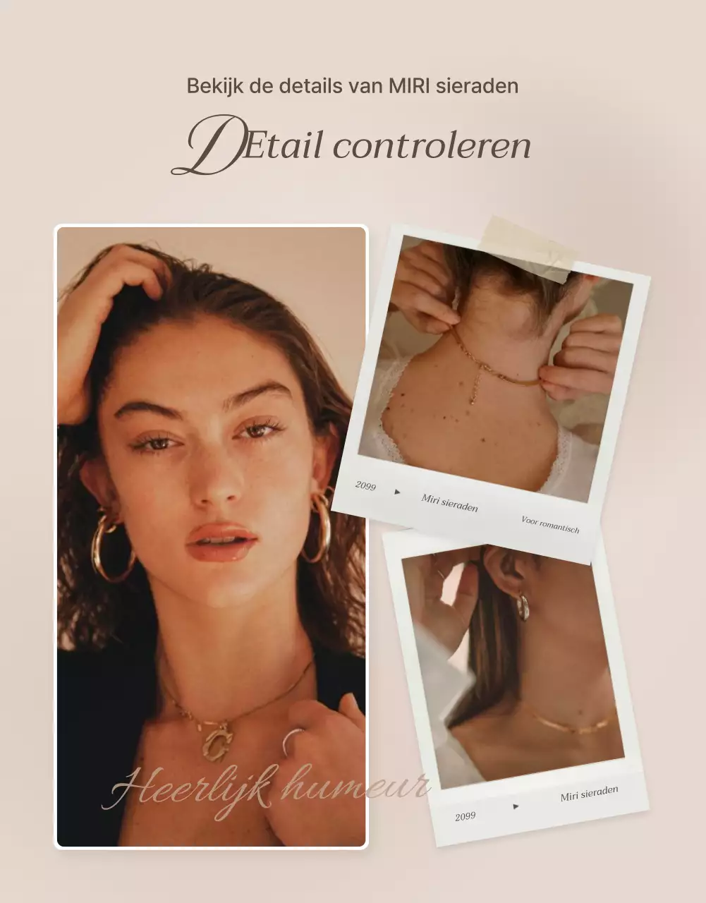 Promoot sieraadbeschrijvingen en detailpagina's in trendy bruin en beige